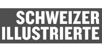 Logo der Schweizer Illustrierten in weissem Schriftzug auf grauem Hintergrund